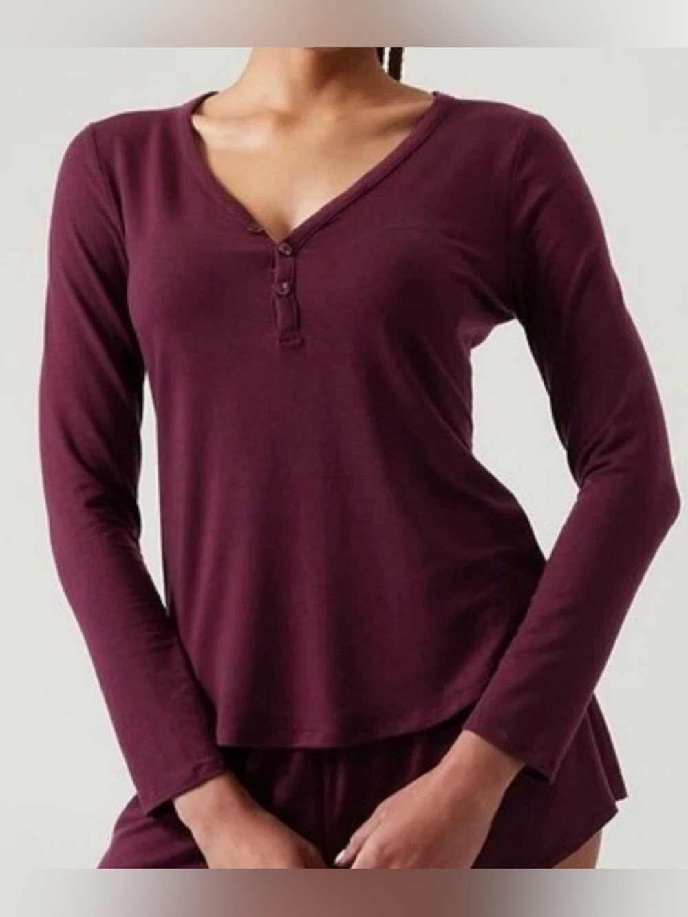 Athleta Nighttime Bliss Sleep Top Deep Burgundy XS